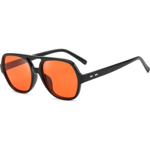 Ocean Film Anti-UV Sunglasses Retro Polygon Square Sunglasses Transparent Toad Glasses Blue Light Color Orange Glasses Woman