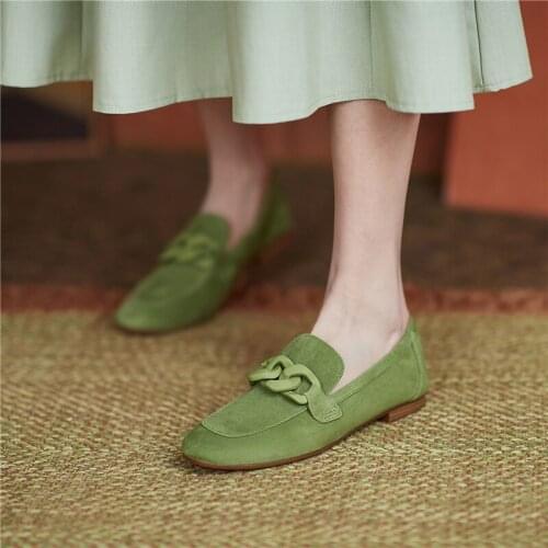 2021 New Vintage Newest Shoes For Women Suede Leather Low Heels Pumps Top Quality Working Office Lady Shoes Woman Heels 2021