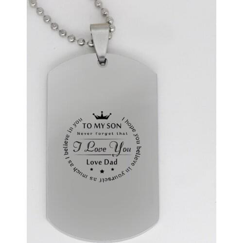 Ufine jewelry gift for a child pendant army card To my son never forget I love you... stainless steel customed necklace N4382