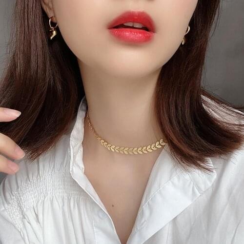 925 sterling silver necklace fashion single circle zircon personality Sequins leave geometric choker necklace female silver jewe