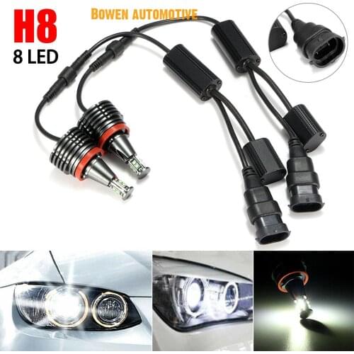 1 Pair 80W 8LED Car Angel Eye Halo Light H8 Marker Headlights Bulbs Lamps for BMW E82 E90 E92 E60 E70 X5