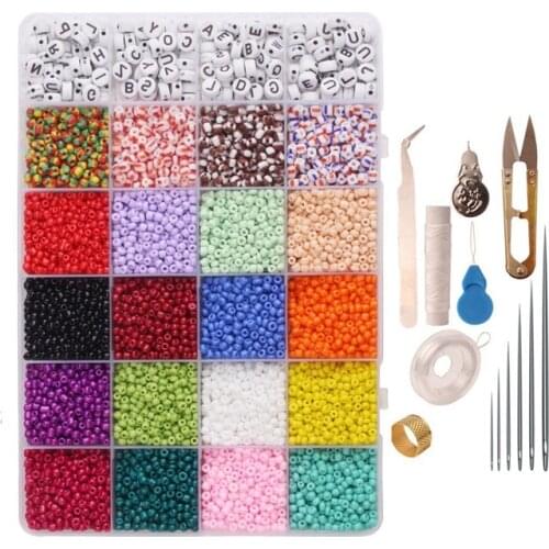 10000Pcs Glass Beads Letter Beads,Small Pony Stripe DIY Beads Assorted Kit for DIY Jewelry Making, Beading, Crafting