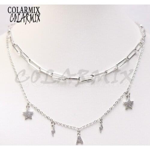 4 pieces Double Layer necklace multi charm necklace link chain necklace zircon accessories fashion jewelry for women 41004