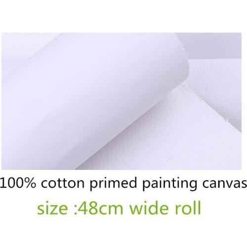 48cm wide primed cotton canvas roll for painting practice