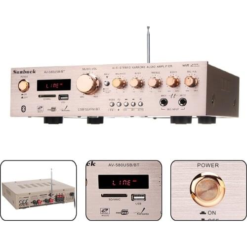 580BT Bluetooth Home Amplifiers Digital Audio Processor HiFi Amp Stereo AV Surround FM Karaoke Cinema 5CH Theater Amplifiers