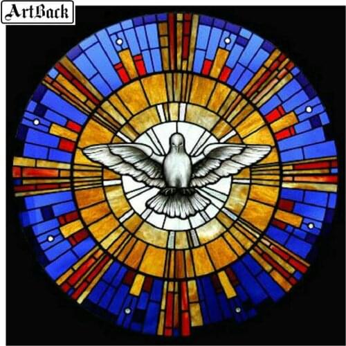 5d diy diamond painting color pigeon religious stained glass painting 3d diamond embroidery full square diamond mosaic