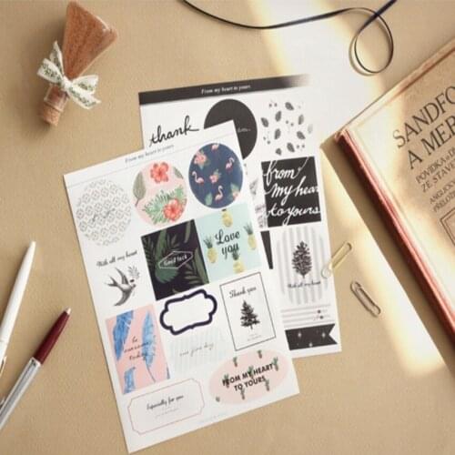 60pcs/lot Kawaii Flamingo Pineapple Elk Kraft Paper Color Sealing Paste Baking Biscuit Bag Decorative Seal Sticker