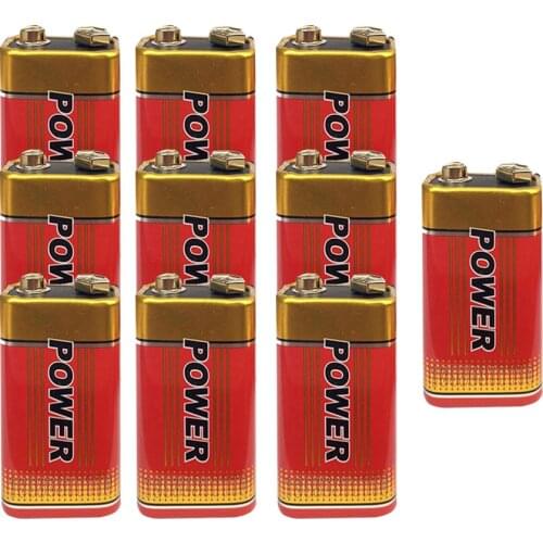 10pcs 6F22 200 min Mah 100% Original 6LR61 MN1604 9V Block Heavy Duty Cell Battery