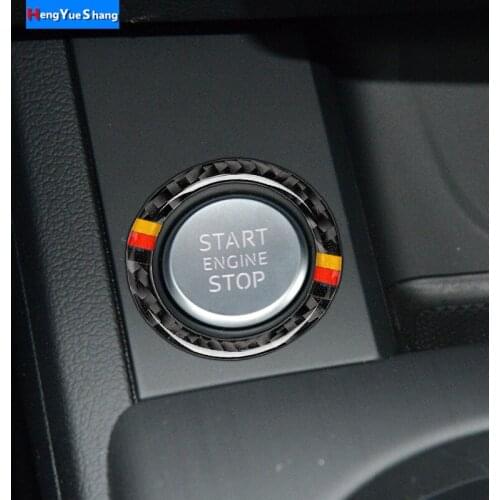 Carbon Fiber Car Interior Accessories Engine Start Stop Ignition Key Ring Protective Cover Trim Stickers For Audi A4 A5 A6 Q7 Q5
