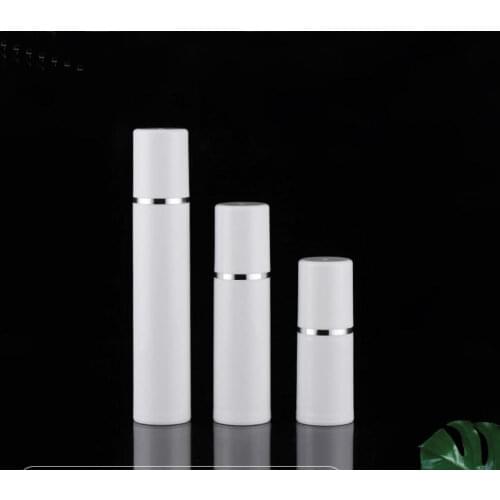 30ml white airless vacuum pump lotion bottle with silver line eye essence serum liquid foundation complex recovery complex pack