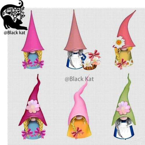 Big Hat Flower Basket Family Gnome Girl Cutting Dies Lovely Christmas Santa Metal Stencil For DIY Scrapbooking Card Craft