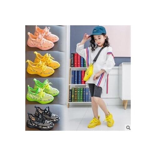 Childrens luminous new net surface breathable leisure boys and girls running shoes