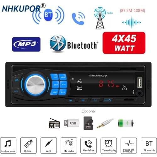 FM Radio Bluetooth Car Audio Stereo hands-Free Call 1 Din MP3 Player Support AUX SD USB