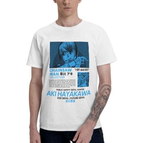Chainsaw Man T-shirt Mens Novelty T Shirt Short Sleeve 100% Cotton Harajuku Anime Manga Aki Hayakawa Tshirt Urban Tees Tops