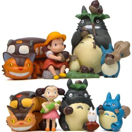 Ghibli Anime Totoro Bus Cat Nut Girl Action Figures Toys Desk Ornament Hayao Miyazaki Fairy Garden Moss Miniature Home Accessory