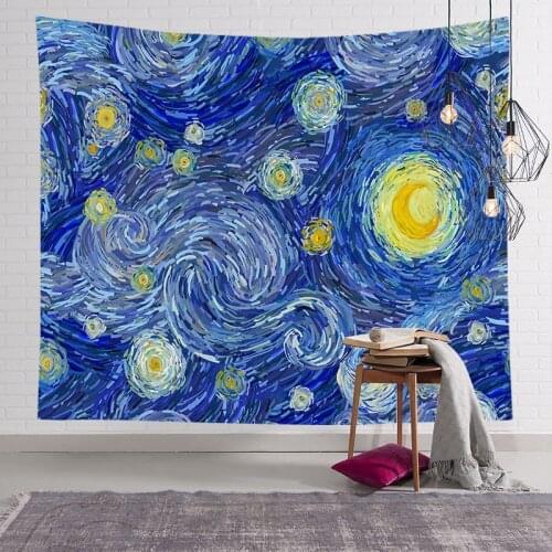 Star Moon Night Van Gogh Painting Printed Living Room Decoration Wall Hanging Tapestry Home Decor Art Yoga Mat Rug