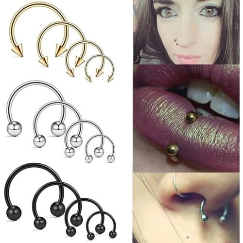 6/8/10mm Surgical Steel Punk Horseshoe Fake Nose Ring C Clip Septum Lip Ear Piercing Falso Hoop for Women Men 2021 New Arrival