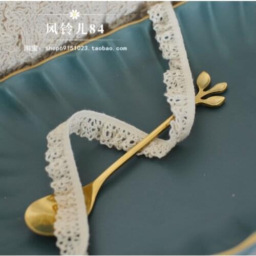 5 Meters 1.3cm Width Beige Crochet Cotton Lace Ribbon Knit Craft Decoration Fabric Elastic Cotton Lace Fabric Trim