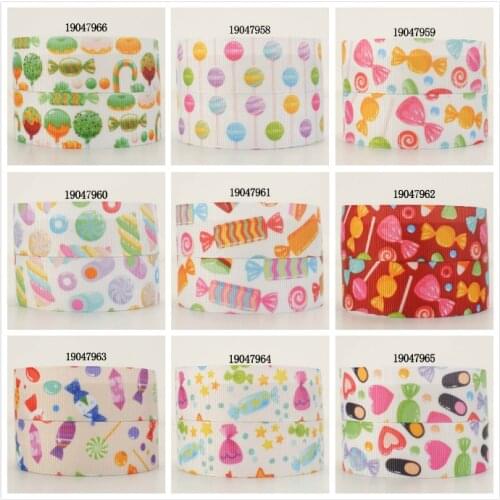 Sweet Candy Printed 5 Yards Grosgrain/Satin Ribbon 25mm/38mm for DIY Hair Accessories Party Decoration Bows