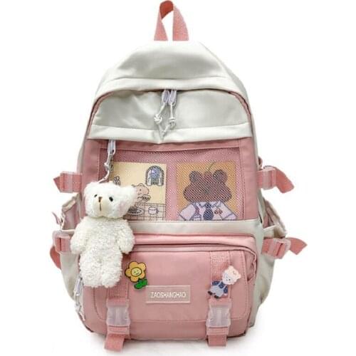 Cute Girls Backpack Teenage Women Korean School Student Bookbag Female Harajuku Large Capacity Simple School Bags Ladies Sac