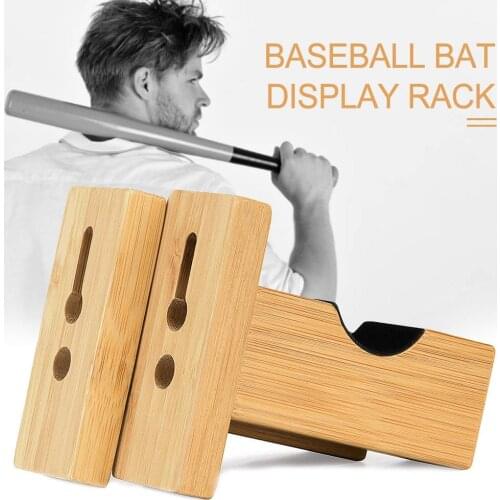 2PCS Baseball Bat Display Rack Wall Mounted Bat Holder Bamboo Bat Display Case Placing Baseball Bat Softball Bat Hockey Stick