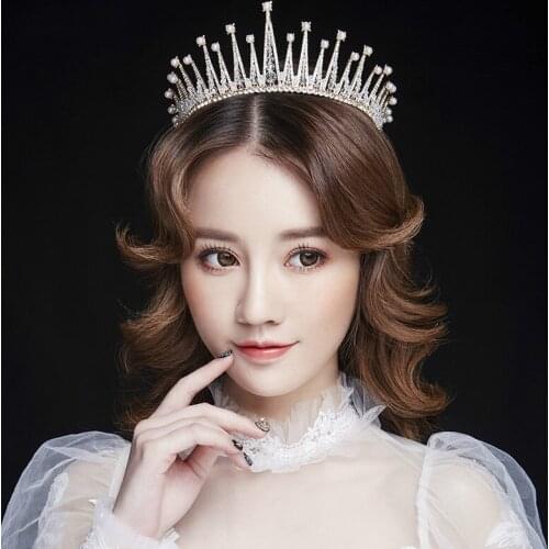 2018 New Round Luxury Baroque Crystal Pearl Bride Crown Sweet Romantic Princess Crown Bride Hair Accessories wedding tiara