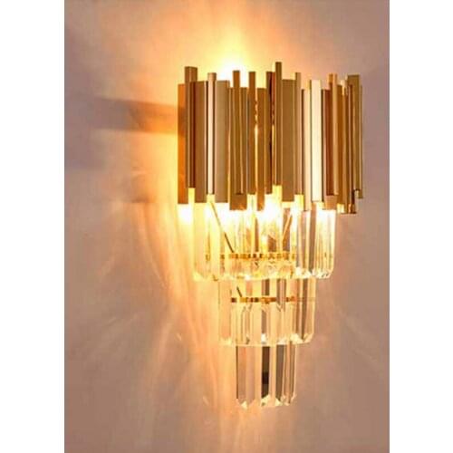 New crystal wall lamp LED golden wall lamp living room bedroom background lamp hotel bedside lamp restaurant villa wall lights