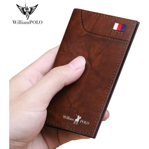 WILLIAMPOLOs new RFID ultra-thin card bag mens leather wallet mini drivers license cover layer cowhide bank card package clip