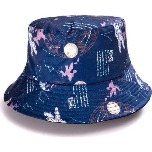 Summer Starry Sky Bucket Hat Men Women Cotton Two Side Print Fashion Hip Hop Fisherman Hat Bob Outdoor Travel Foldable Panama