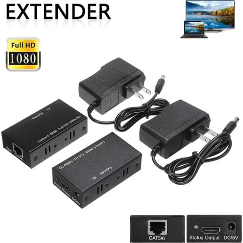 Pohiks 1pc 5V DC 60m RJ45 LAN Extender Repeater 1080P HD Single Cat5E/6 Transmitter & Receiver for Audio Video Parts