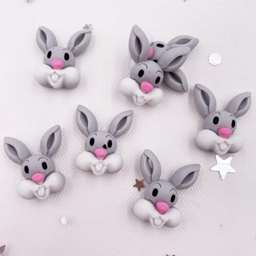 Resin 3D Colorful Cute Rabbit Flatback Stone 12PCS Scrapbook DIY Anime Decor Home Figurine Accessories Crafts OH19