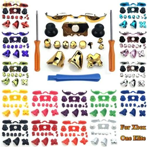 JCD Full Set Chrome Button Replacement For Xbox One Elite Dpad ABXY Trigger Butto Grips Stick Parts for Xboxone Elite Controller