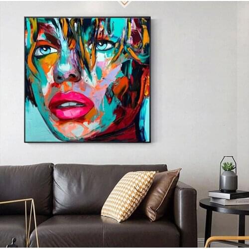 Palette knife painting portrait Palette knife Face Oil painting Impasto figure on canvas Hand painted Francoise Nielly No Frame