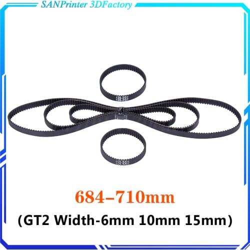 3D Printer Parts GT2 Closed Loop Timing Belt Rubber 2GT 6mm684 686 688 690 692 694 696 698 700 702 704 706 708 710mm Synchronous