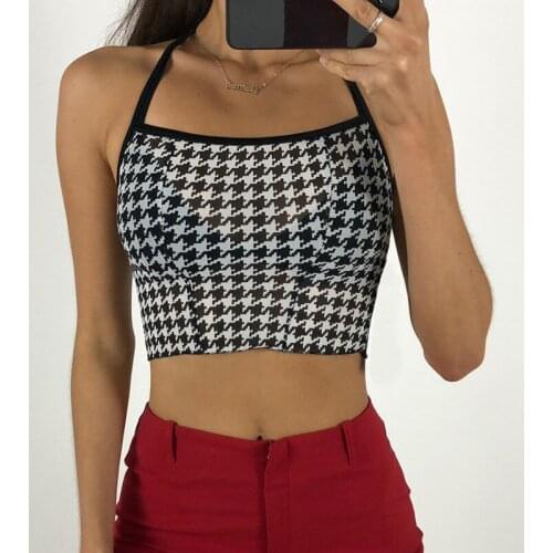 New Fashion Print Sleeveless Cropped Sexy Backless Cross Spaghetti Strap Cami Top 2021 Women Summer Clothing Streetwear