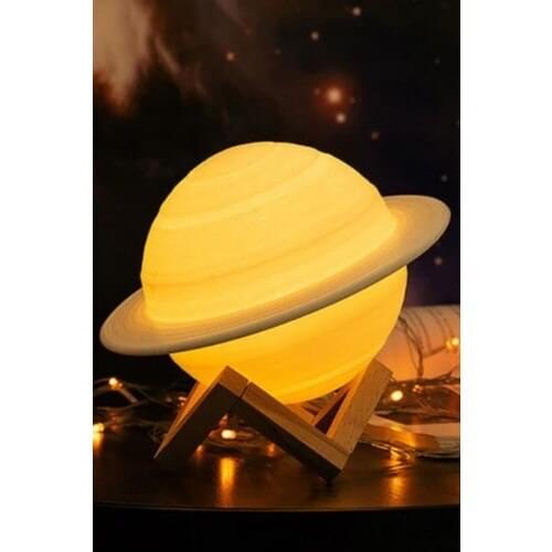 Touch 3 Color LED Light Decorative 3D Saturn Night Lamp