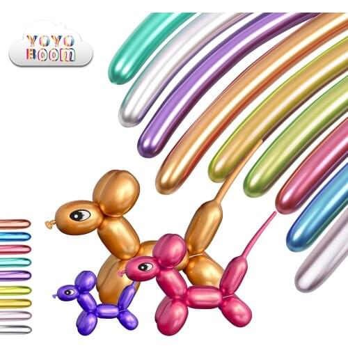 Metallic Long Balloons Magic Twisting Multicolor Shiny Chrome Latex Balloons DIY Animals Flowers Birthday Wedding Decoration