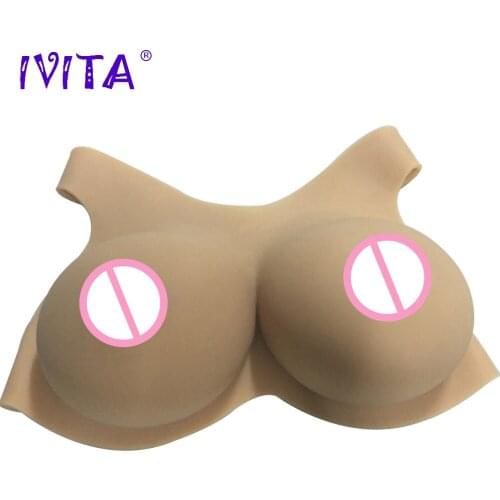 IVITA 2400g Suntan Hot Selling Drag Queen Fake Realistic Silicone Breast Forms For Crossdresser Transgender Shemale Drag-Queen