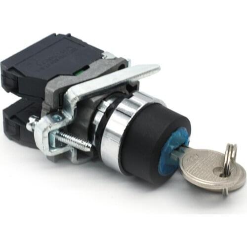 XB4-BG33 Metal key lock switch key auto reset button switch 22mm plastic switch waterproof and rust free