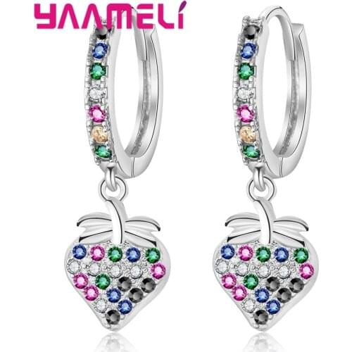 Top Quality Elanget Strawberry Fruit Rose Gold Silver Coated Earring Austrian Crystal Jewelry for Women Girls Hot Sale