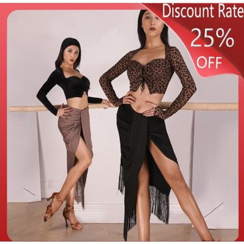 Latin Dance Skirts Female Latin Fringe Dress New Tassel Skirt Irregular Latin Cha Cha Rumba Samba Practice Latin Skirt DQS3441