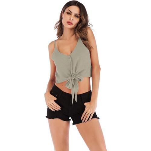 Women Blouses Direct Selling Button Solid 202020 summer New Sleeveless Shirt Female Chiffon Womens Slim Clothing soid Bandag