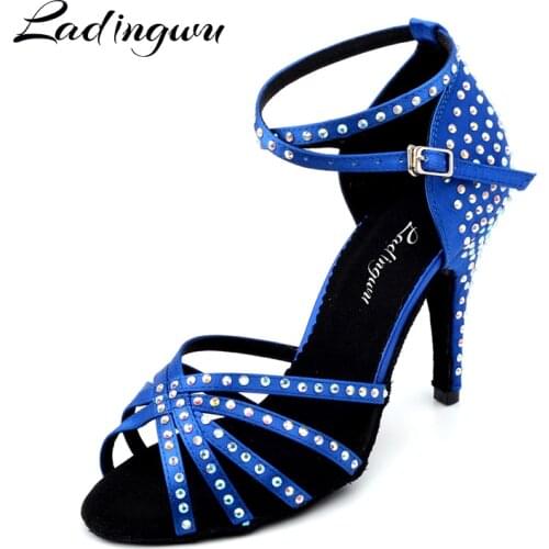 Ladingwu Rhinestone Dance Shoes For Women Dansschoenen Dames Latin Soft Bottom Ballroom Tango Dancing Shoes Heels For Women 10cm