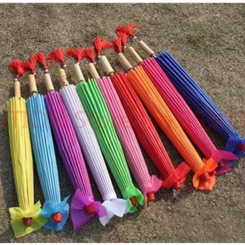 Hot Wedding Parasols Paper Parasol Sun Umbrellas Accessories Handmade Solid Color Paper Umbrella Sunshade 50 pcs