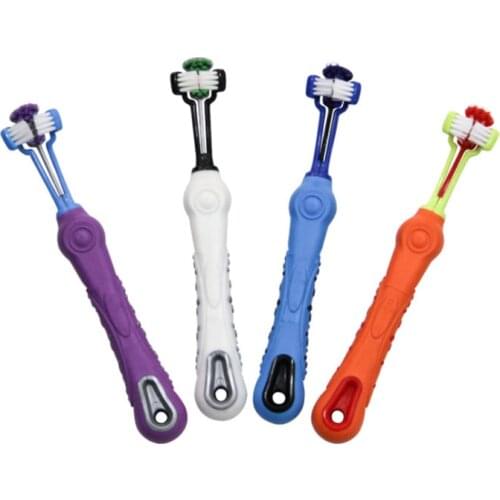 Three Head Toothbrushes Super Soft Pet Toothbrush Teddy Dog Brush Bad Breath Tartar Teeth Tool Dog Cat Cleaning Supplies