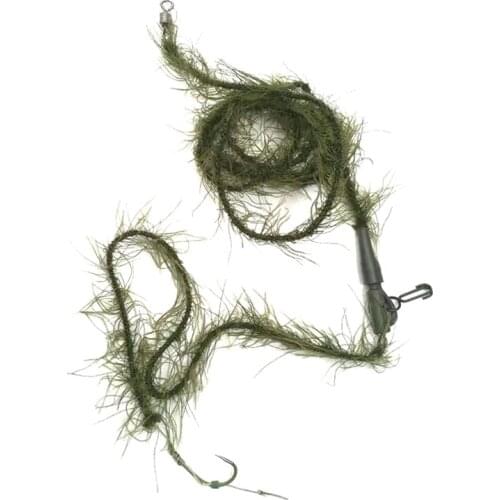 1PCS/Bag Carp Fishing Hook Link Ready Made Hair Rig Weed Line Rig Line Braided Tackle Fishing Accessories