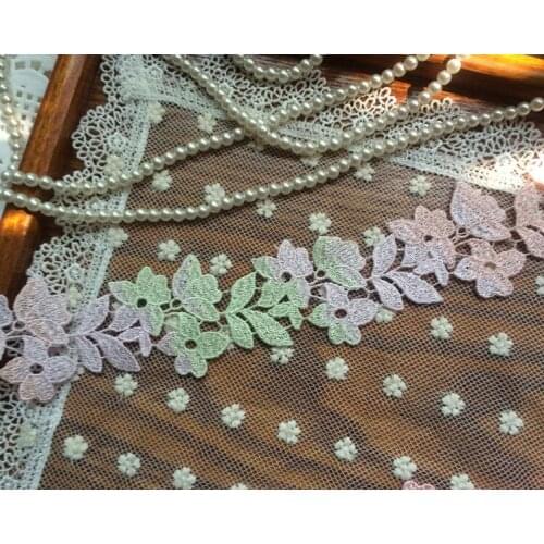 1 Meter Pink Green Purple Water Soluble Delicate Lace Ribbon 5cm Lace Trims Apparel Sewing Accessories Handmade Trimming