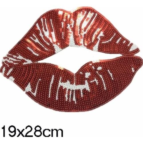 1pcs Red Lips Patch Sew On Patches For Clothes Sew On Sequin Applique Applications Motif Embroidery Patches DIY Accessories