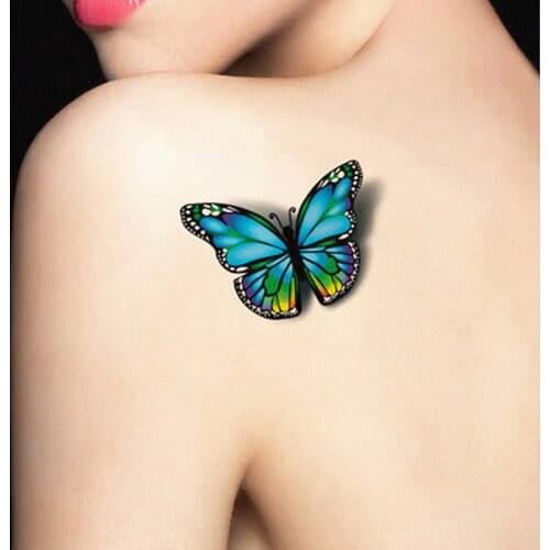 3D Butterfly Tattoo Decals Body Art Decal Flying Butterfly Waterproof Tattoo Girl Waist Bracelet Flash Tatoos Flower Body Paint