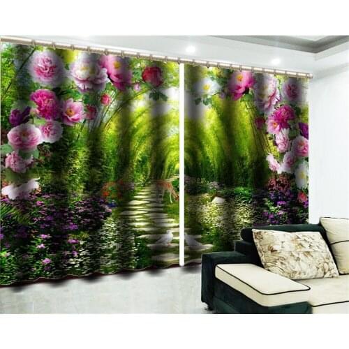 3D Curtain Dreamy Castle Flowers Swan Lake 3D Animal Curtains Living Room Bedroom Beautiful Practical Blackout Curtains